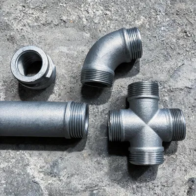 Structural pipe fittings close-up